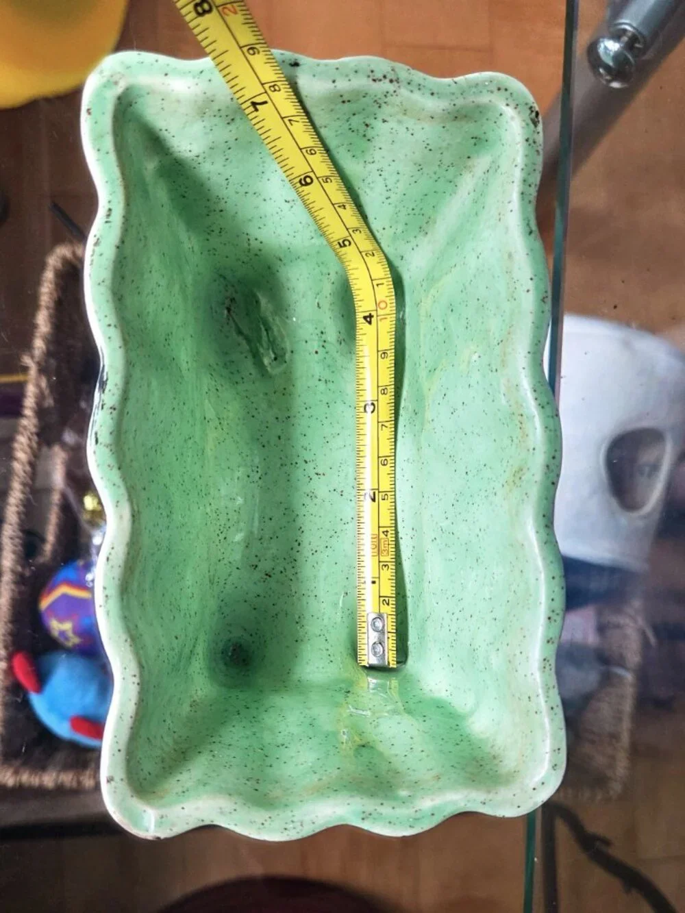 Cookson Pottery Vintage Green White Drip Glaze Planter Dish MCM USA